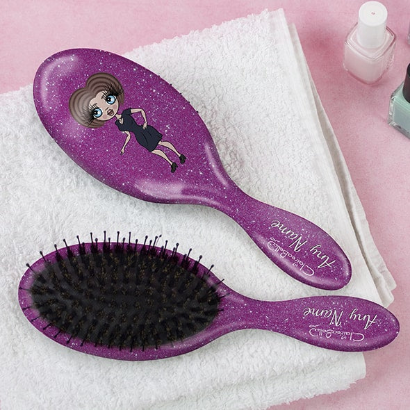 ClaireaBella Pink Glitter Effect Hair Brush - Image 1