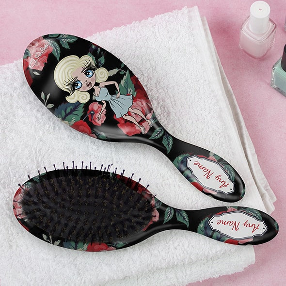 ClaireaBella Black Floral Hair Brush - Image 1