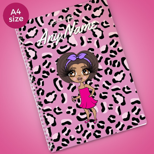 ClaireaBella Girls Lilac Leopard A4 Softback Notebook - Image 1