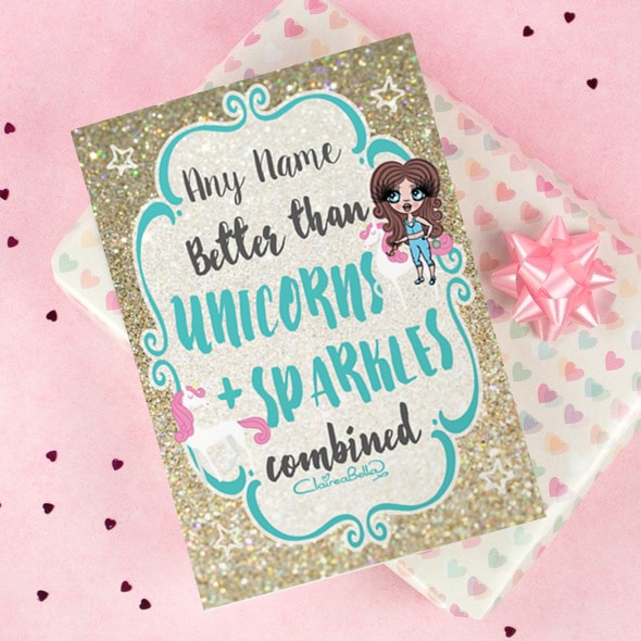 ClaireaBella Girls Greeting Card - Unicorn and Sparkle - Image 1