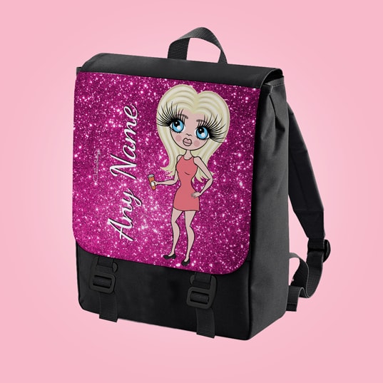 ClaireaBella Glitter Effect Print Large Backpack - Image 1