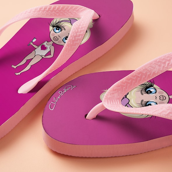 ClaireaBella Girls Hot Pink Flip Flops - Image 2