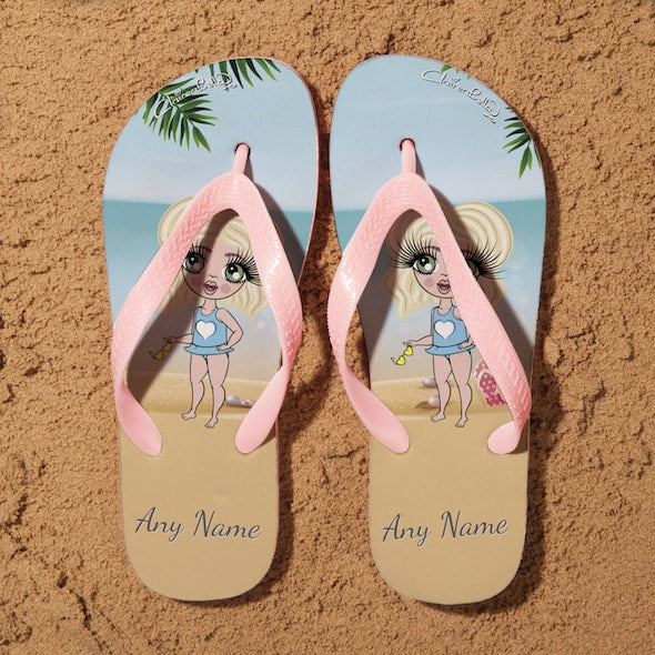 ClaireaBella Girls Beach Print Flip Flops - Image 1
