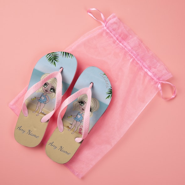 ClaireaBella Girls Beach Print Flip Flops - Image 3