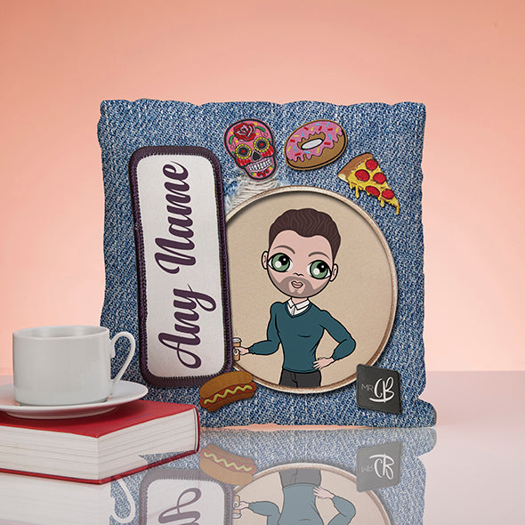 MrCB Denim Effect Square Cushion - Image 1