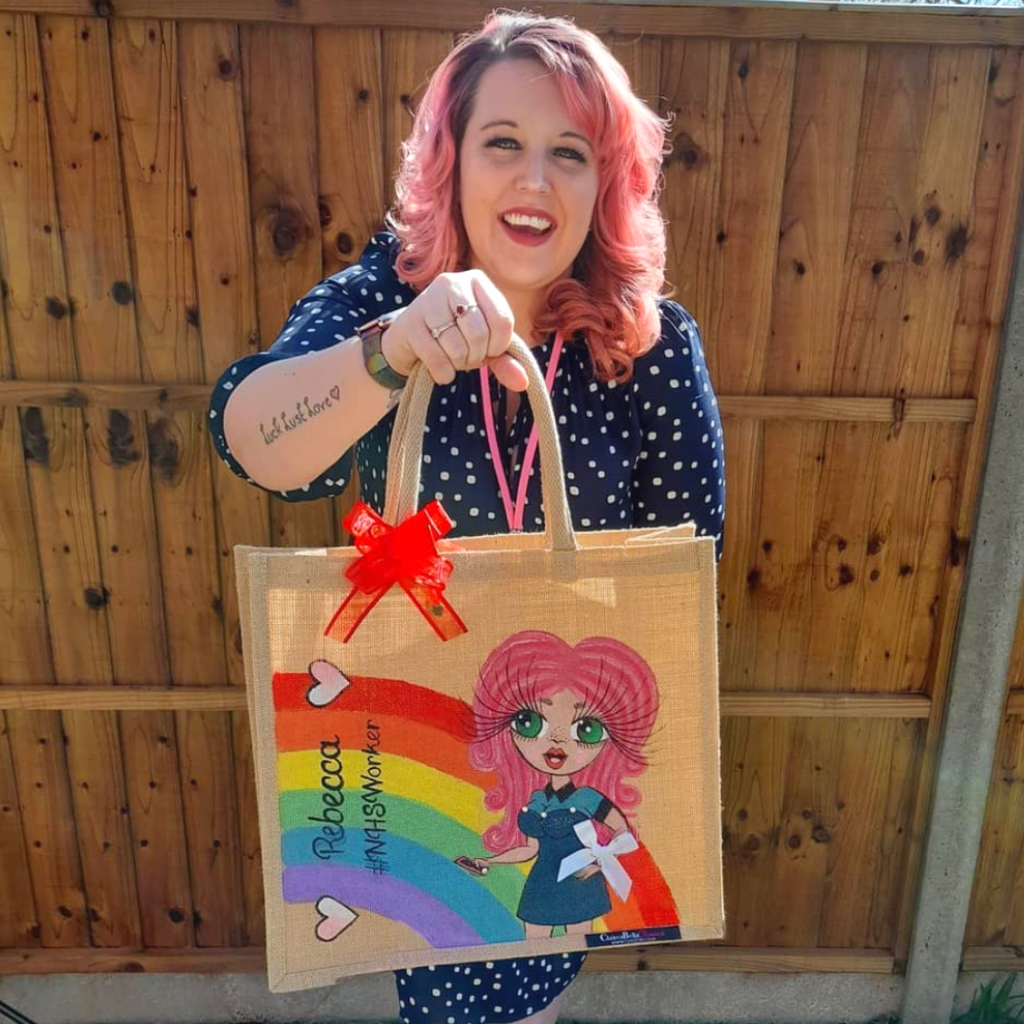 ClaireaBella Large Rainbow Jute Bag