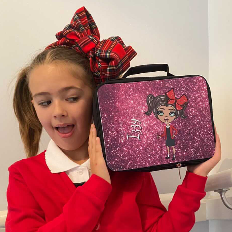 ClaireaBella Girls Pink Glitter Cooler Lunch Bag Toxic Fox