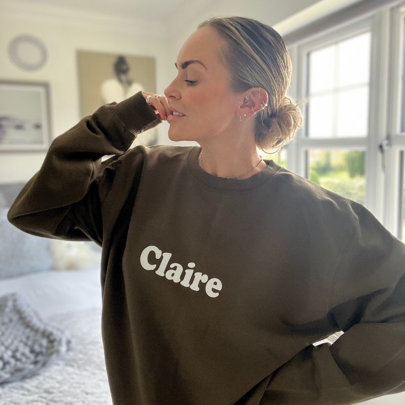ClaireaBella Have a Good Day Sweatshirt - Khaki