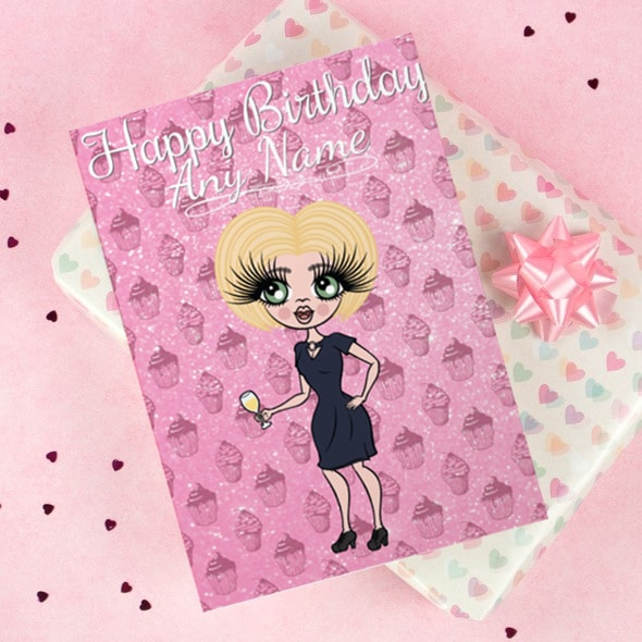 ClaireaBella Happy Birthday Card - Glitter Cupcake - Image 1