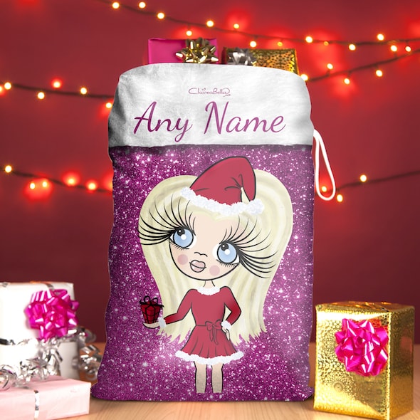 ClaireaBella Girls Pink Glitter Christmas Sack - Image 1