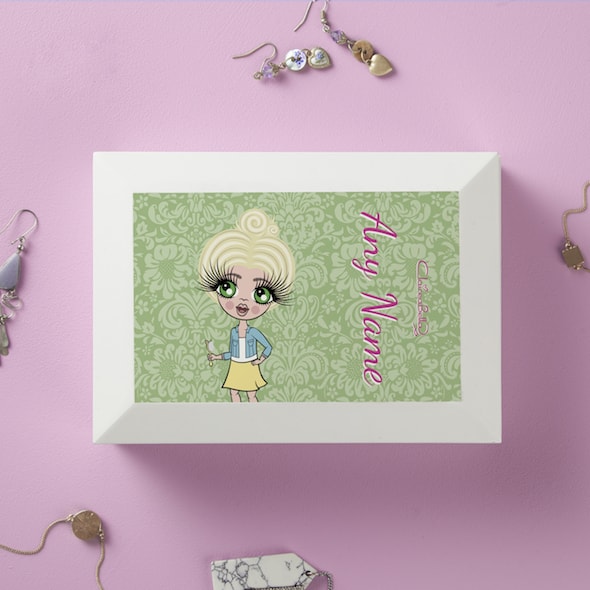 ClaireaBella Girls Green Floral Jewellery Box - Image 1