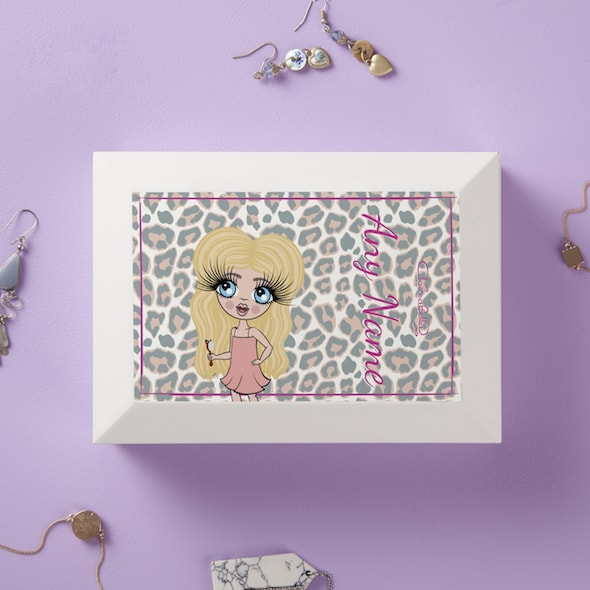 ClaireaBella Girls Pink Leopard Print Jewellery Box - Image 1
