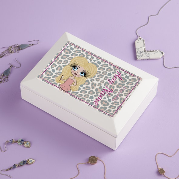 ClaireaBella Girls Pink Leopard Print Jewellery Box - Image 2