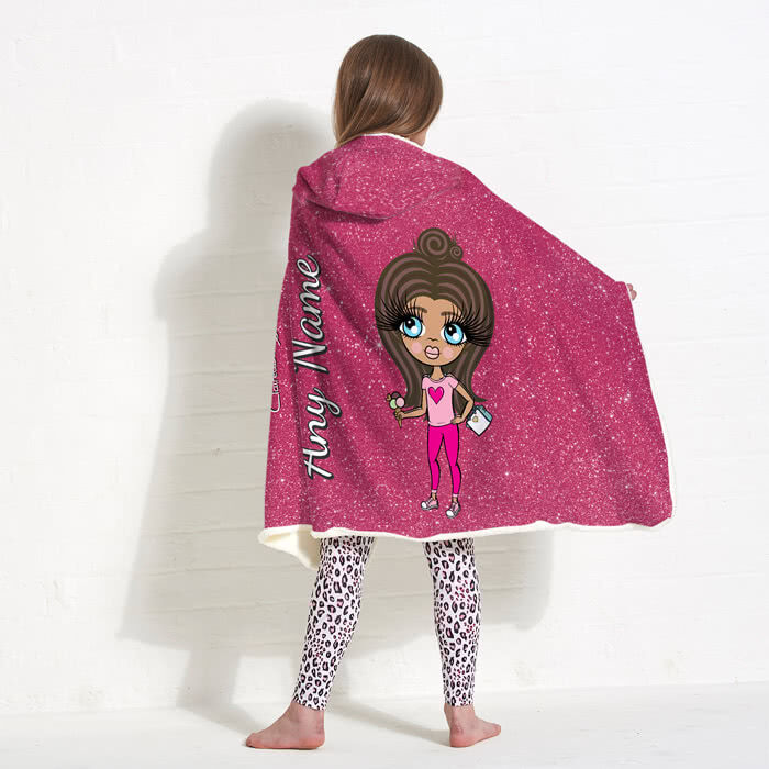 ClaireaBella Girls Glitter Effect Hooded Blanket