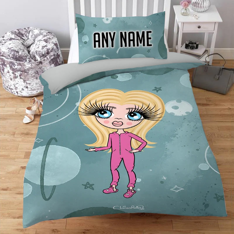 ClaireaBella Girls Personalised Abstract Universe Bedding
