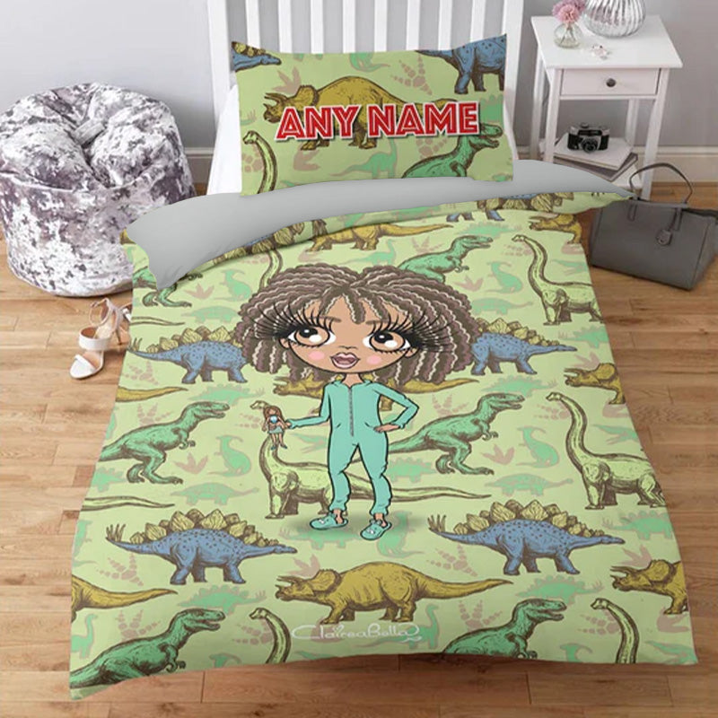 ClaireaBella Girls Personalised Dinosaur Print Bedding