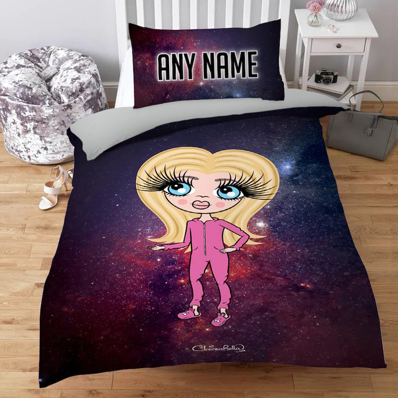 ClaireaBella Girls Personalised Galaxy Bedding