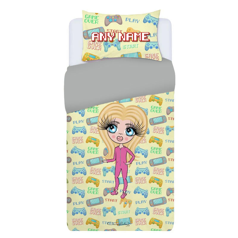 ClaireaBella Girls Personalised Gaming Print Bedding