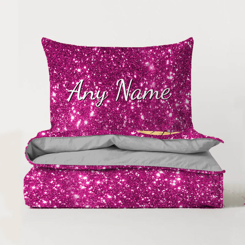ClaireaBella Girls Personalised Glitter Effect Bedding