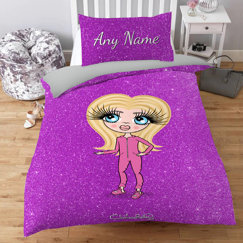 ClaireaBella Girls Personalised Glitter Effect Bedding