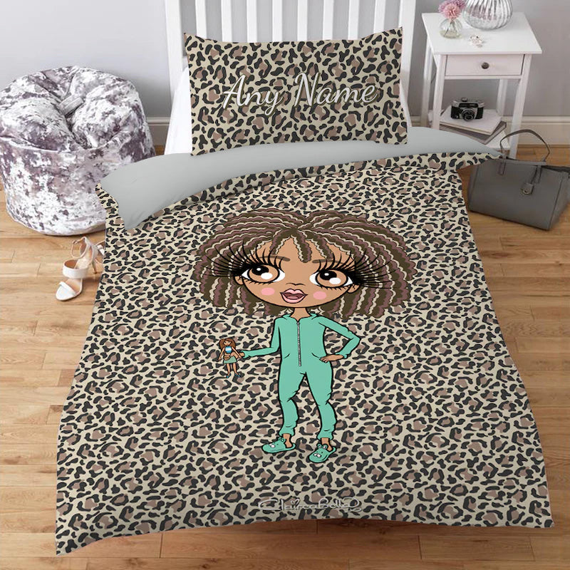 ClaireaBella Girls Personalised Leopard Print Bedding