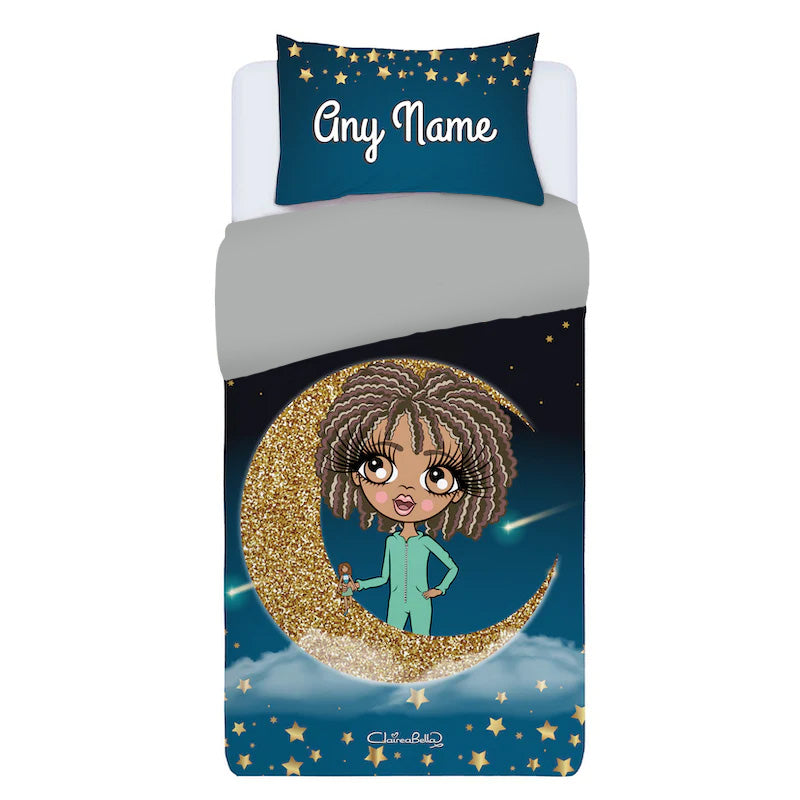 ClaireaBella Girls Personalised To The Moon Bedding