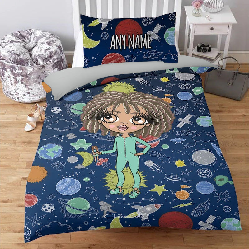 ClaireaBella Girls Personalised Space Print Bedding