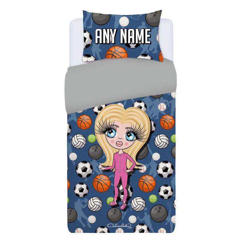 ClaireaBella Girls Personalised Sports Print Bedding