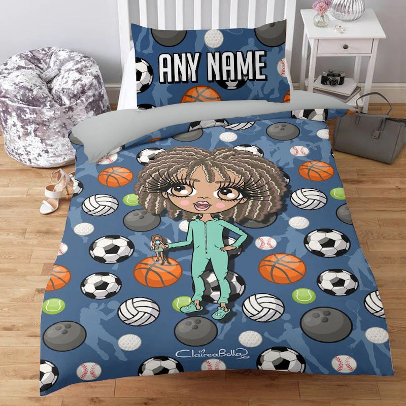 ClaireaBella Girls Personalised Sports Print Bedding