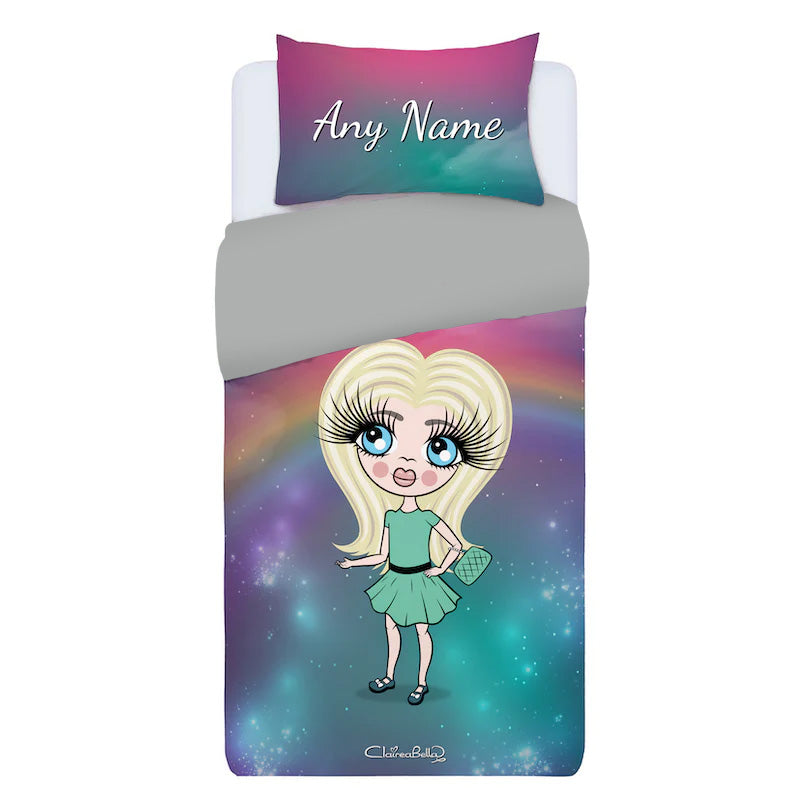 ClaireaBella Girls Personalised Unicorn Colours Bedding