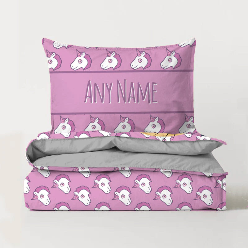 ClaireaBella Girls Personalised Unicorn Emoji Bedding