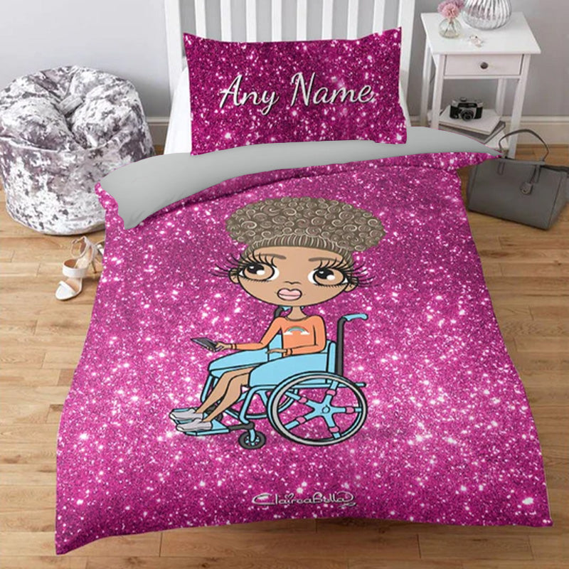 ClaireaBella Girls Wheelchair Personalised Glitter Effect Bedding
