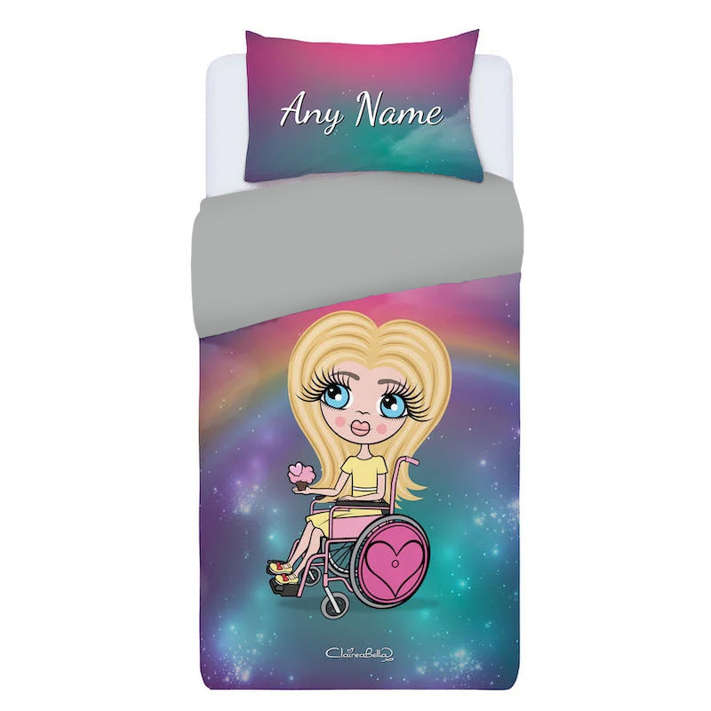 ClaireaBella Girls Wheelchair Personalised Unicorn Colours Bedding