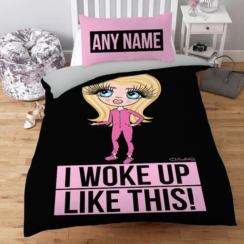 ClaireaBella Girls Personalised Woke Up Like This Black Bedding