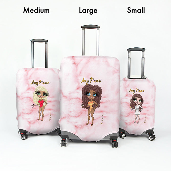 ClaireaBella Pink Marble Effect Suitcase Cover