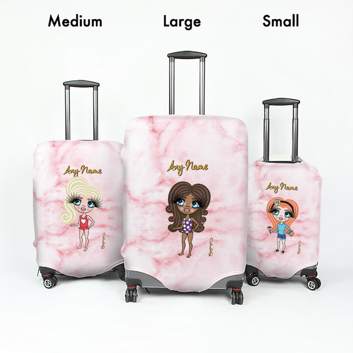 ClaireaBella Girls Pink Marble Effect Suitcase Cover