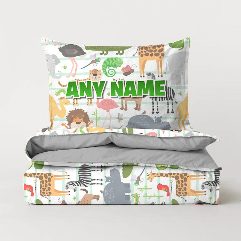 Jnr Boys Personalised Animal Print Bedding