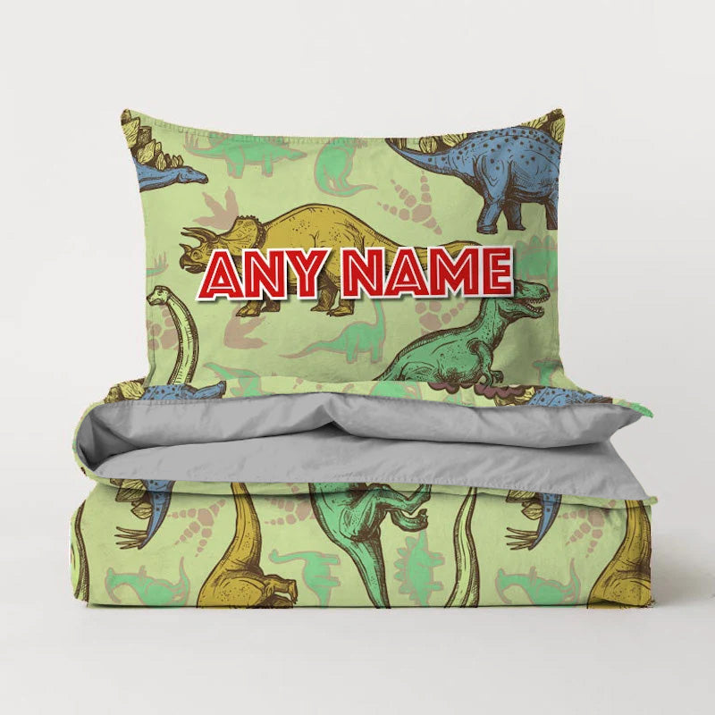 Jnr Boys Personalised Dinosaur Print Bedding