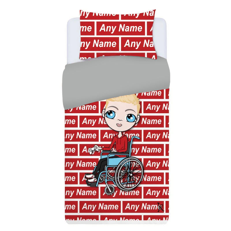 Jnr Boys Wheelchair Personalised Name Print Bedding