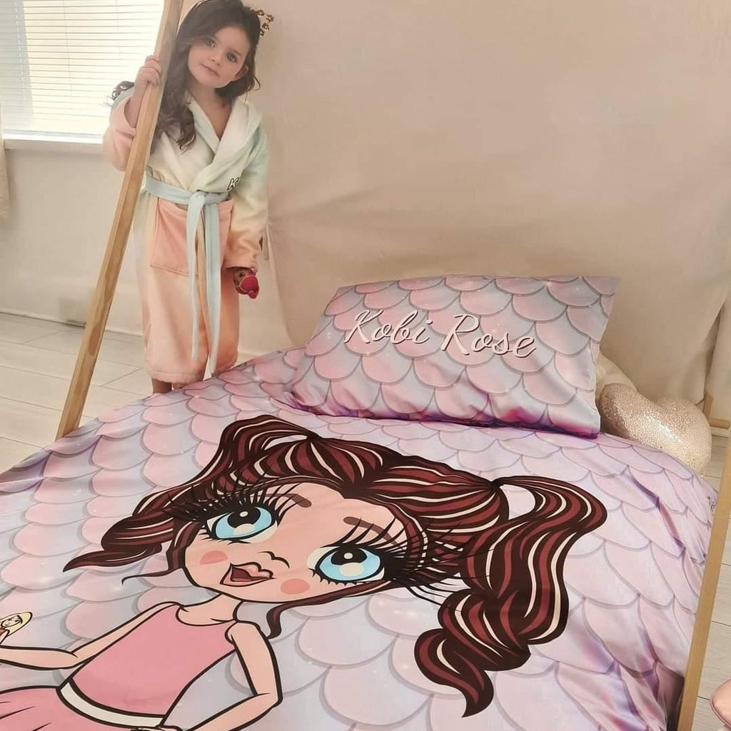 ClaireaBella Girls Personalised Mermaid Glitter Effect Bedding