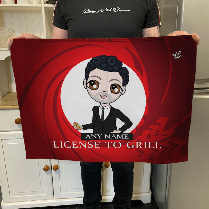 MrCB Personalised License To Grill Tea Towel
