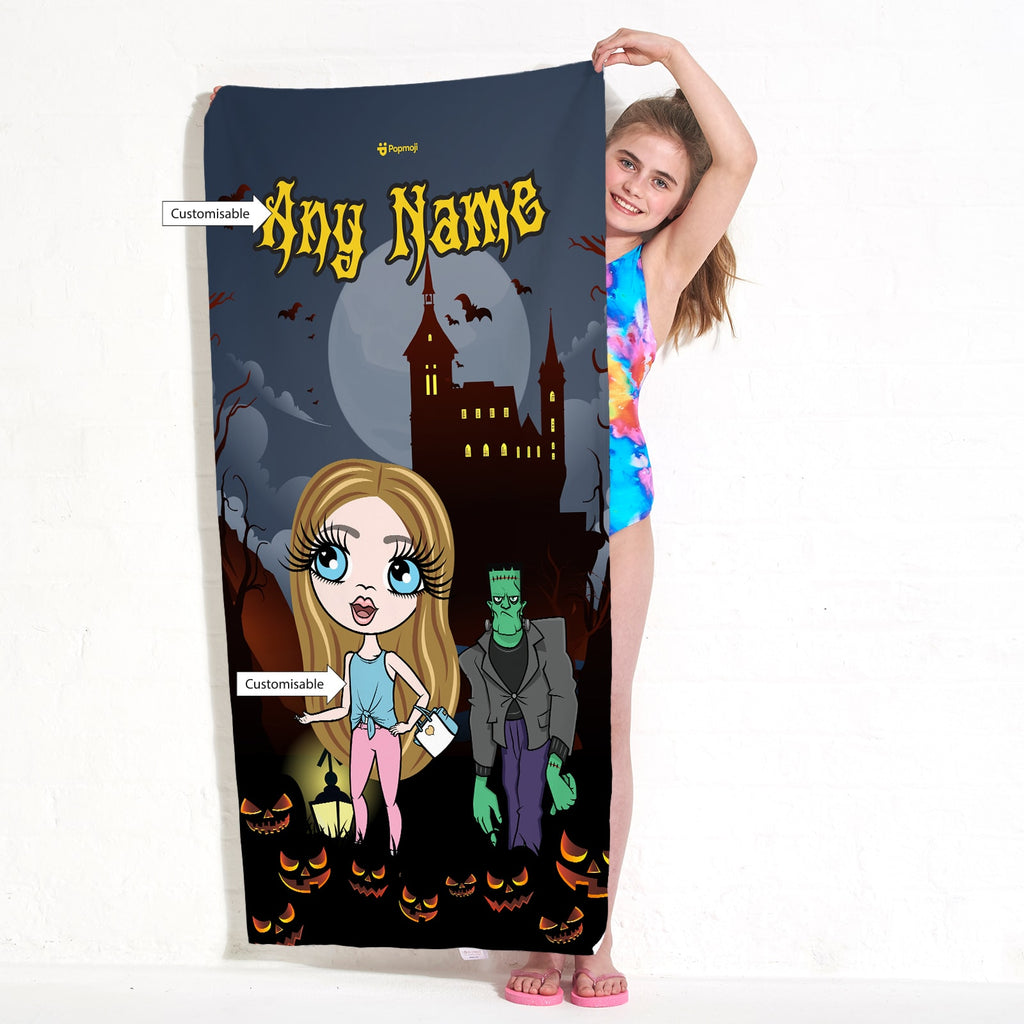 ClaireaBella Girls Frankenstein's Castle Beach Towel