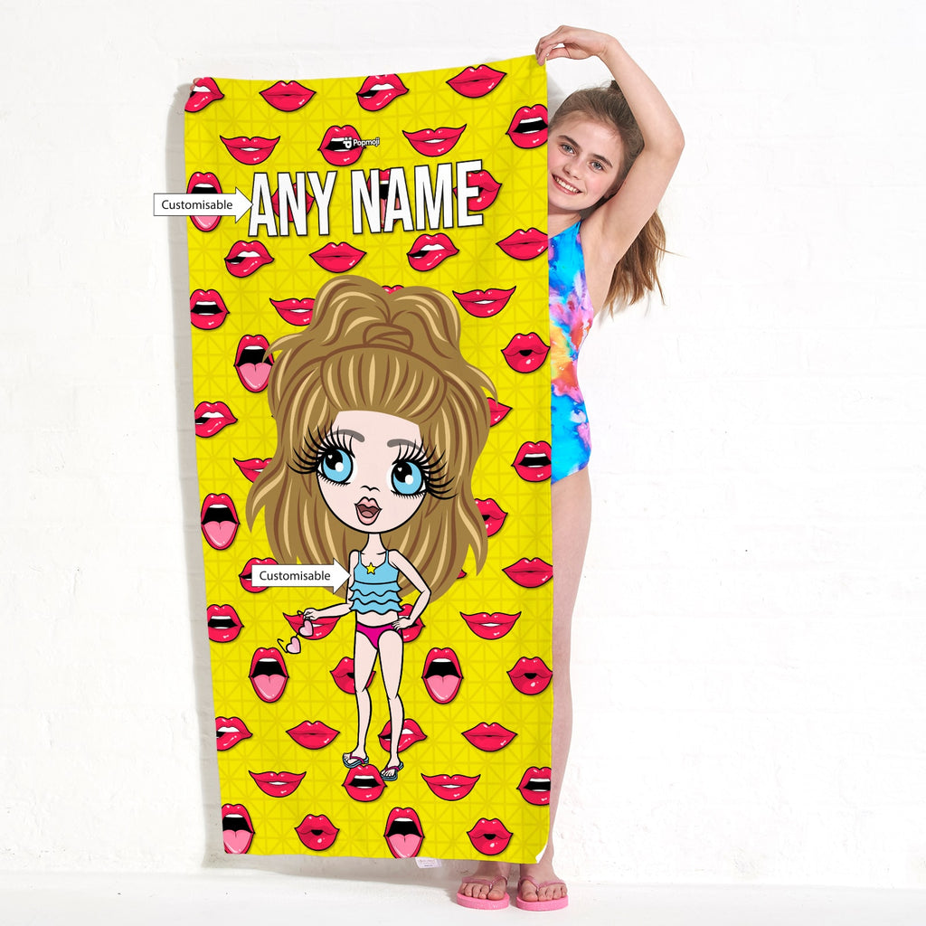 ClaireaBella Girls Funky Lips Beach Towel