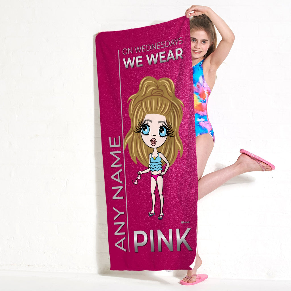 ClaireaBella Girls Pink Wednesdays Beach Towel