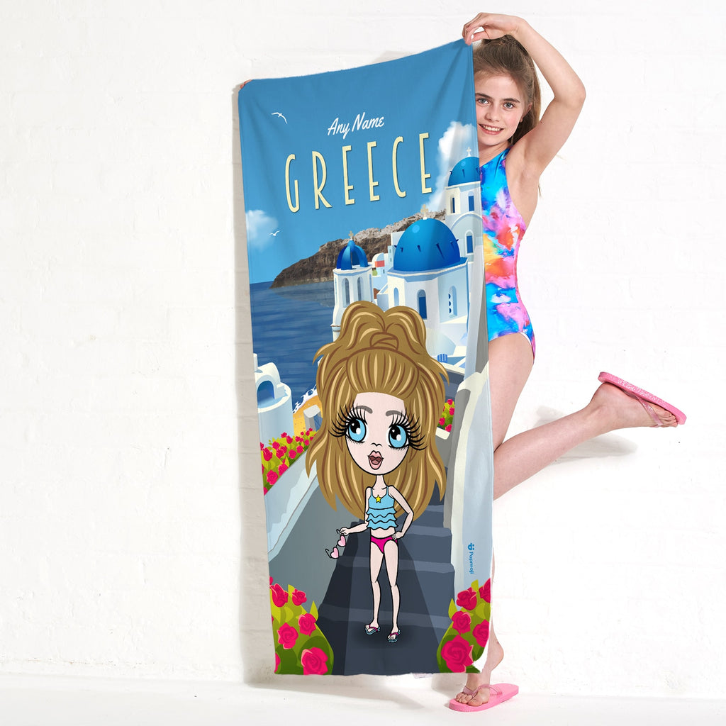 ClaireaBella Girls Greece Beach Towel