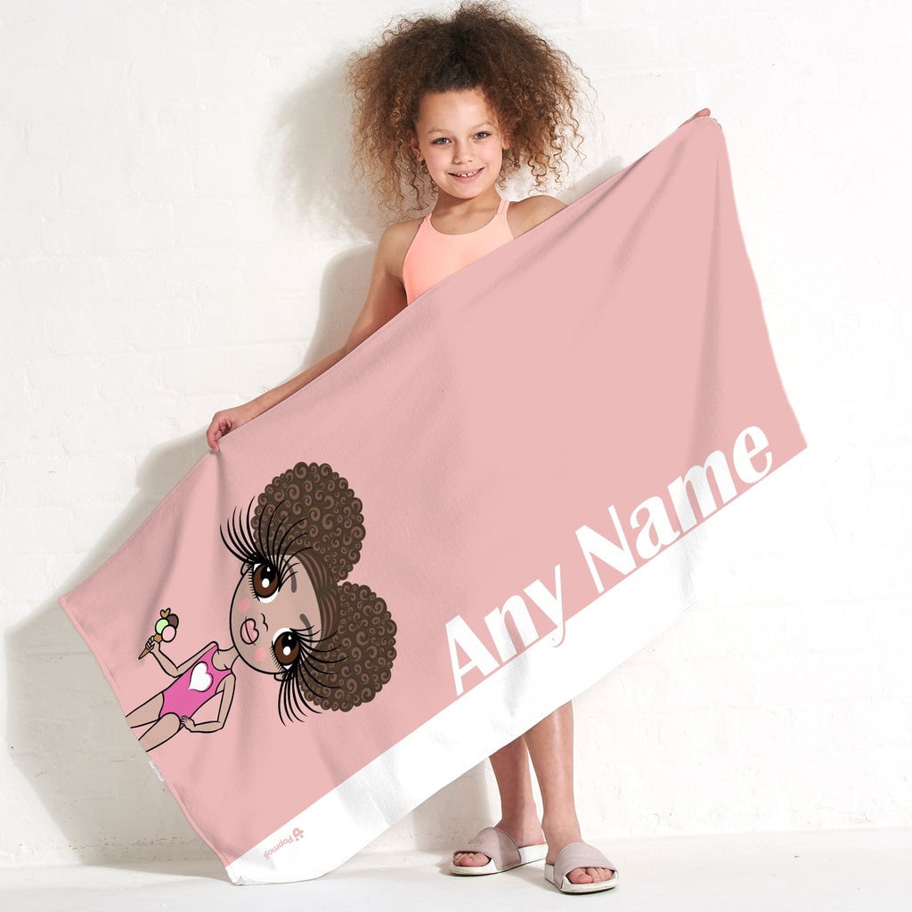 ClaireaBella Girls Pink Stripe Beach Towel