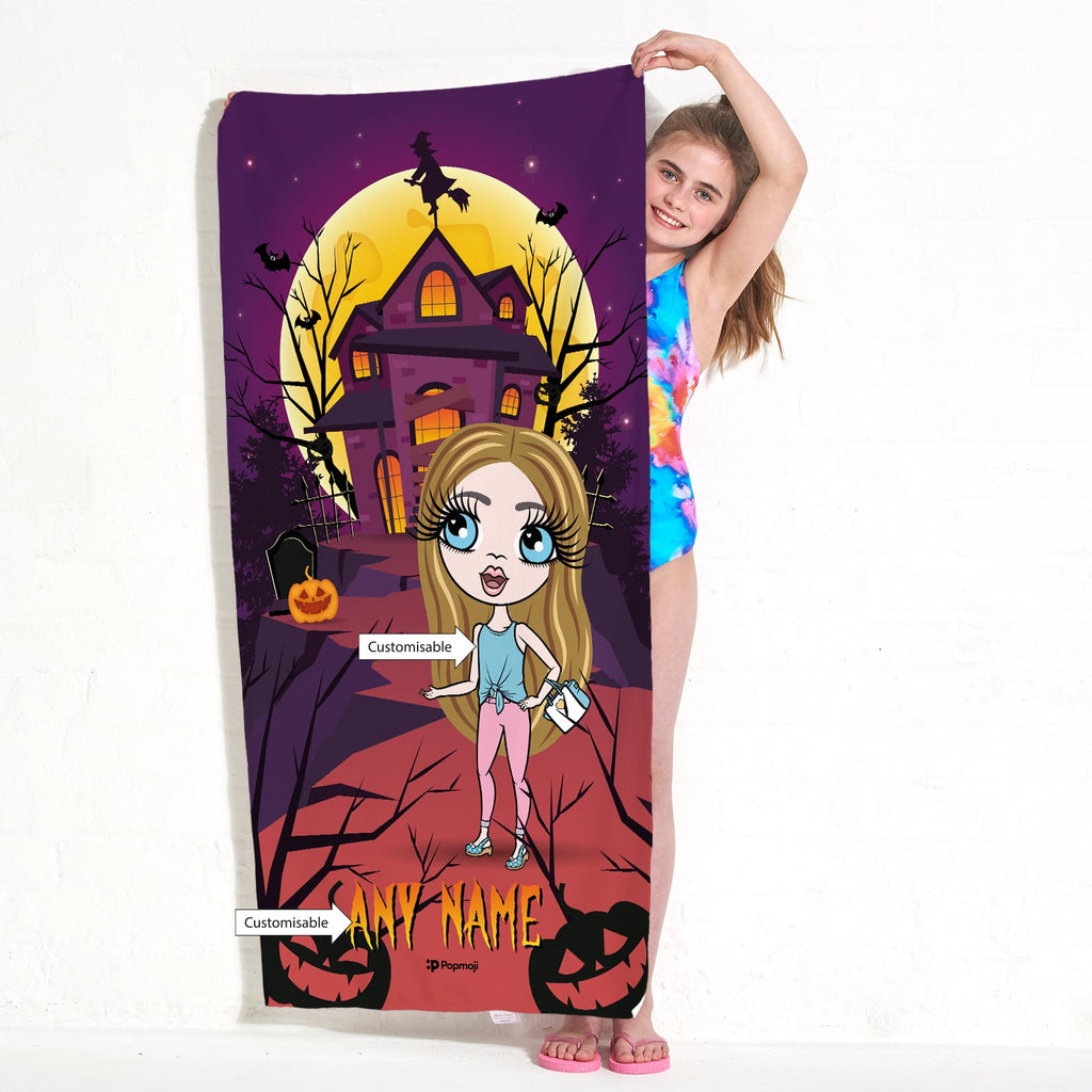 ClaireaBella Girls Haunted House Beach Towel