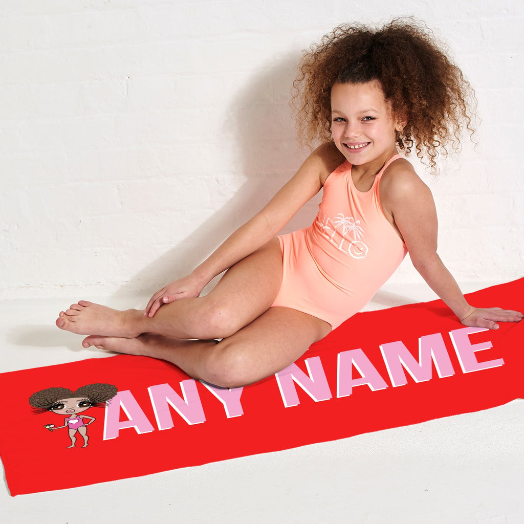 ClaireaBella Girls Red Bold Name Beach Towel