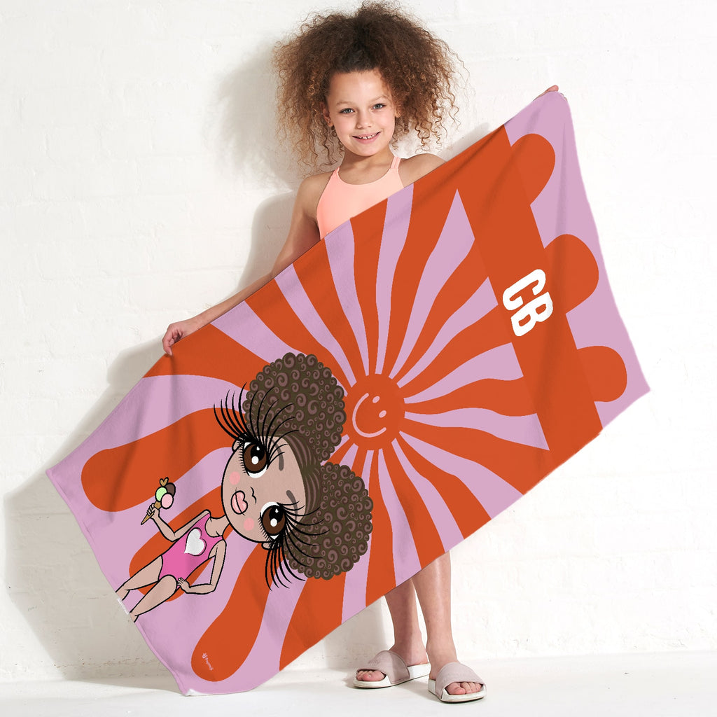 ClaireaBella Girls Personalised Smiley Face Beach Towel