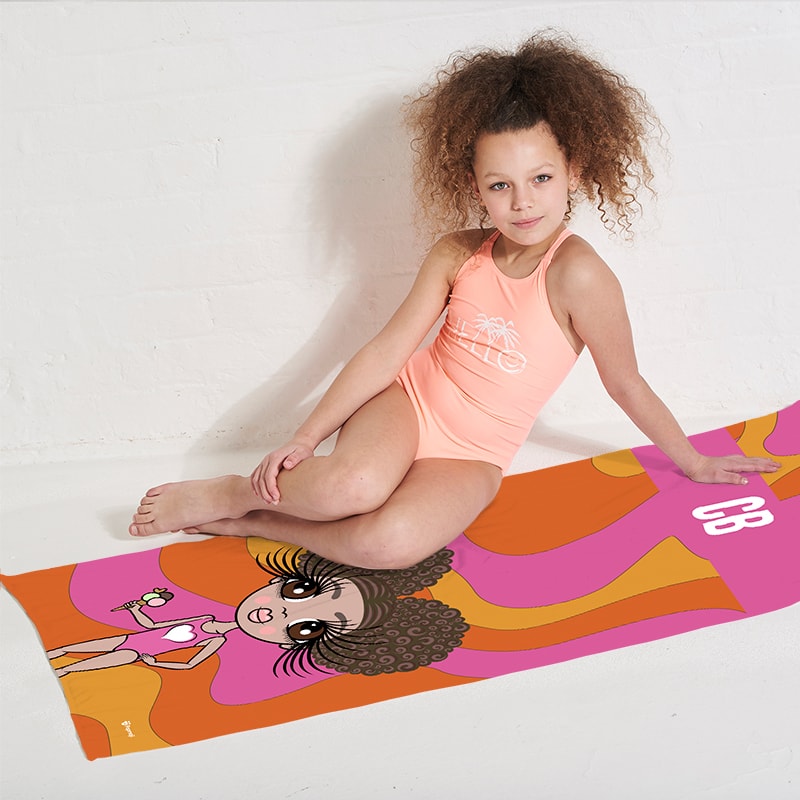 ClaireaBella Girls Personalised Swirl Beach Towel